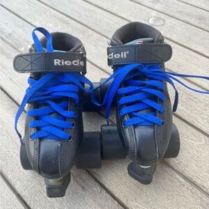Riedell Kids Black Roller Skates with Royal Blue Laces